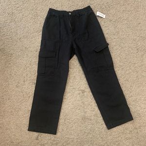 Black cargo straight pants